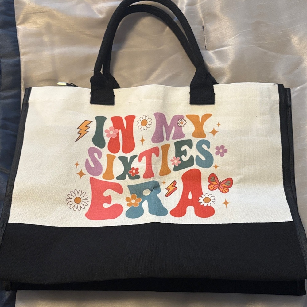 Sixties Era Colorful Canvas Tote Bag
